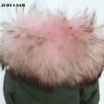 Fashion Kids Parka Army Green Jacket Warm Winter Real Raccoon Fur Hood Faux Fur Lined 100% Cotton Coat Long Sleeves