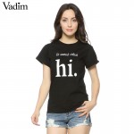 Fashion Ladies' stylish letter print T shirt cute black & white hi short sleeve shirts casual brand design tops DT225