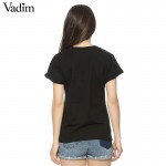 Fashion Ladies' stylish letter print T shirt cute black & white hi short sleeve shirts casual brand design tops DT225