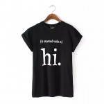 Fashion Ladies' stylish letter print T shirt cute black & white hi short sleeve shirts casual brand design tops DT225