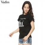 Fashion Ladies' stylish letter print T shirt cute black & white hi short sleeve shirts casual brand design tops DT225