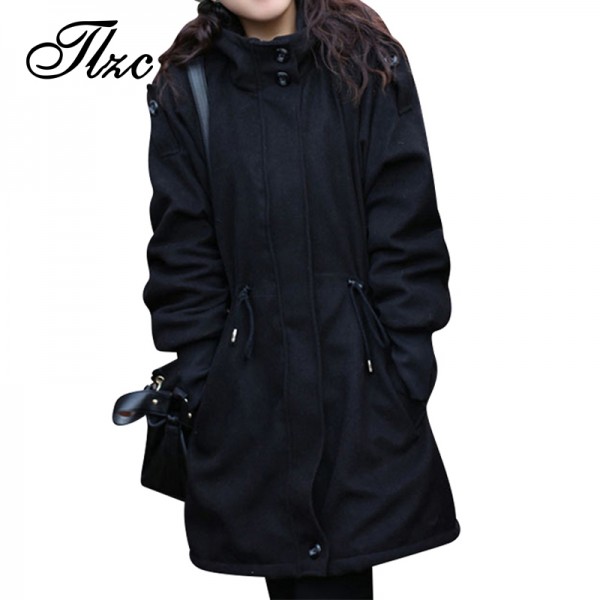 Fashion Lady Winter Clothing Big Size M-4XL Thicken Woolen Warm Jacket 2017 Zipper Hooded Women Casual Coat