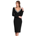 Fashion Long Sleeve V-neck Dress Sexy Stretch Bodycon Dress vestidos femininos