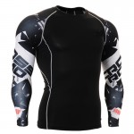 Fashion Long Sleeves Men's T-shirts 3D Prints Tight Skin Compression Shirts for Men MMA Rashguard Male Body Building Top Fitness