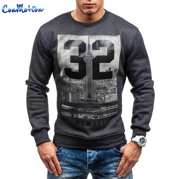 Fashion Men Sportwear New 2017 Fitness Causal Sweatshirts Round Neck Pullover