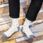 Fashion Mens Cotton Socks Colorful Jacquard Art Socks Hit Color Dot Long Happy Socks Men's Dress Sock 5pairs/lot