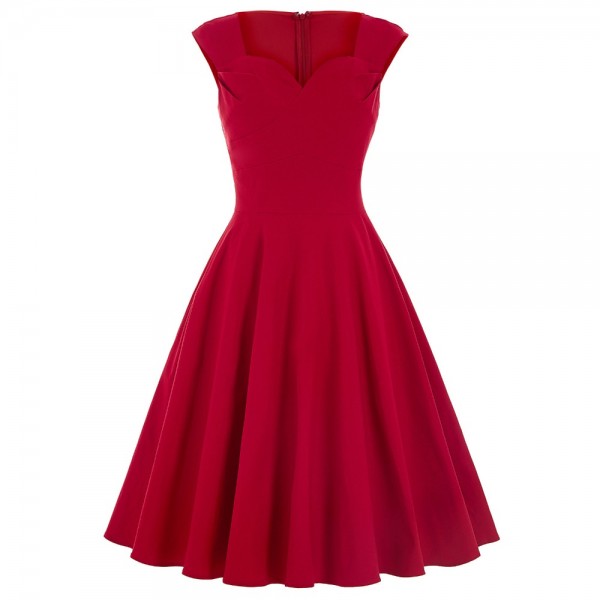 Fashion Rockabilly 50s 60s Retro Vintage Dress Audrey Hepburn Vestidos Sleeveless Spring Summer Plus Size Red Green Women Dress