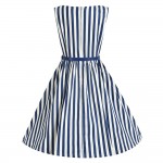 Fashion Stripe Vintage Dress Women Summer Sleeveless Dresses Sexy Ball Gown Vestidoes Plus Size 2XL