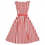 Fashion Stripe Vintage Dress Women Summer Sleeveless Dresses Sexy Ball Gown Vestidoes Plus Size 2XL