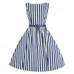 Fashion Stripe Vintage Dress Women Summer Sleeveless Dresses Sexy Ball Gown Vestidoes Plus Size 2XL