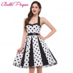 Fashion Summer Dress 2017 Sexy Halter Robe Polka Dots Pinup Rockabilly 50s 60s Vintage Dress Vestidos Plus Size Women Dresses