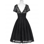 Fashion Summer Dress Women Rockabilly Vestidos Crew Neck Real Picture Elegant Black Lace Dress for Ladies Vintage Dresses