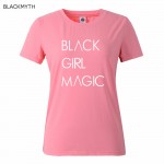 Fashion Summer New Women BLACK GIRL MAGIC Letter Print Short sleeve Black White Casual Tops T-Shirt