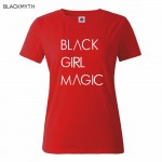 Fashion Summer New Women BLACK GIRL MAGIC Letter Print Short sleeve Black White Casual Tops T-Shirt