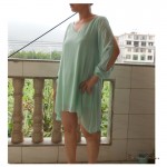 Fashion V-Collar Batwing Sleeve plus size Short Loose Summer Dress Sexy women clothing Chiffon Casual Beach Dresses Free Shippin