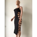 Fashion sexy dresses 2017 new arrivals women summer black sleeveless strapless backless hollow out slim hip bandage dress
