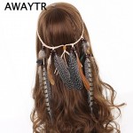 Feather Headband Women 2017 Festival Feather Headband Hippie Headdress Hair Accessories Boho Peacock Feather Headdress