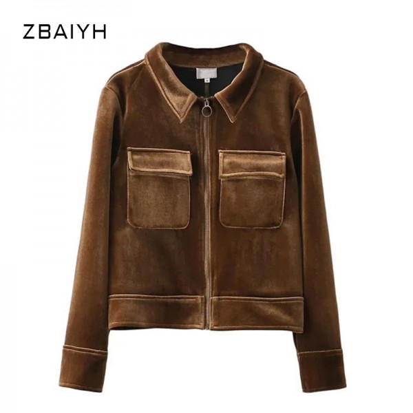 Female Basic Coat Retro Fashion Women Bomber Jackets Velvet Coat Super Cool Crop Outwear chaquetas mujer jaqueta feminina Jacket