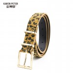 Female Belt Cummerbund Women Horsehair Belt With Leopard Pattern Rose Gold Metal Buckle Women Pu Belt 125 CM Free Shipping