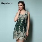 Female European High Fashion Sexy Sequins Dressed Women 2017 Summer Style Embroidery Floral Club Party Short Mini Dresses Black