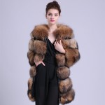 Female Winter Women's Noble Fur Coat Real Raccoon Dog Fur Series 90 CM Clothes Length Solid Support Customized Size DS1002-1