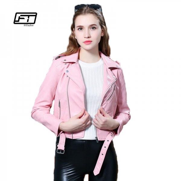 Fitaylor 2017 New Spring Women Faux Leather Jacket Sotf Pu Causal Fashion Coats Short Motorcycle Jacket Biker Jacket