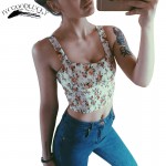 Floral Crop Top Women Camisole Dill Tank Top Female Cropped Feminino Tops Women's 2017 Summer Women Black Cami Short Tops 