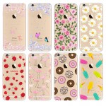 Flower Pattern Transparent Soft Silicon TPU phone Case for iPhone 5s 6 6s plus Phone cases for iphone 7 plus cover case