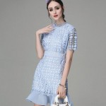 For Love Lemons Summer Dress Womens Blue White Mini Lace Dresses