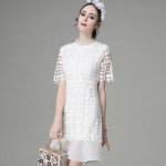 For Love Lemons Summer Dress Womens Blue White Mini Lace Dresses