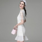 For Love Lemons Summer Dress Womens Blue White Mini Lace Dresses