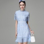 For Love Lemons Summer Dress Womens Blue White Mini Lace Dresses