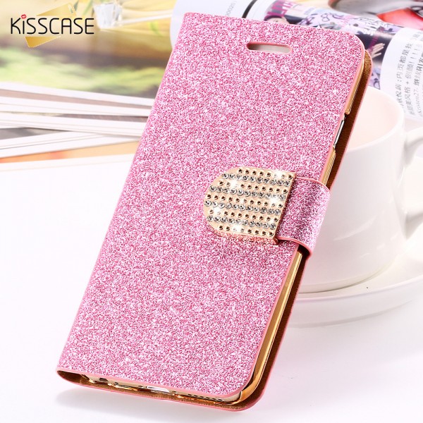 For iPhone 6 6S Plus 7 Plus Cover Glitter Bling Crystal Diamond Leather Wallet Case For Samsung Galaxy S6 Edge Plus S7 Edge Bags