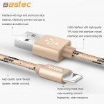 For iPhone 7 6 5 iOS 10 , Bastec Metal Plug Thread Braided Sync Data Charging Phone USB Cable for iPhone 7 6 5 4 4s iPad  Air 2 