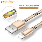 For iPhone 7 6 5 iOS 10 , Bastec Metal Plug Thread Braided Sync Data Charging Phone USB Cable for iPhone 7 6 5 4 4s iPad  Air 2 