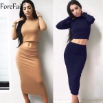 ForeFair Black Grey Khaki 2 Piece Set Sexy Bodycon Party Dresses Velvet Autumn Winter Warm Turtleneck Long Sleeve Women Dress