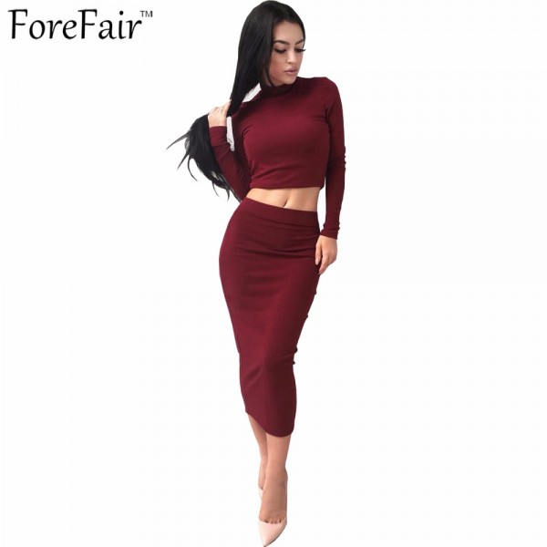 ForeFair Black Grey Khaki 2 Piece Set Sexy Bodycon Party Dresses Velvet Autumn Winter Warm Turtleneck Long Sleeve Women Dress