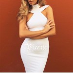 Free Shipping 2017 Hot Sale Elegant Choker Straps Shoulder Design Celebrity Party Style HL Bandage Dress