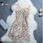 Free Shipping 2017 New Fashion Summer Fashion Beading Paillette One-piece Short Mini Dress Sequins Women Tank Dress High Quality