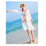 Free Shipping Hot Sale Women Vintage Ethnic Floral Embroidered Spliced Long Casual Boho Chic Boho Dress