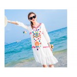 Free Shipping Hot Sale Women Vintage Ethnic Floral Embroidered Spliced Long Casual Boho Chic Boho Dress