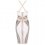 Free Shipping NUDE, WHITE AND GREY High Quality HALTERNECK Celebrity Bandage Dresses for Cocktail and Party 2016 New Arrival