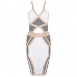 Free Shipping NUDE, WHITE AND GREY High Quality HALTERNECK Celebrity Bandage Dresses for Cocktail and Party 2016 New Arrival