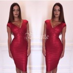 Free Shipping! New Chic Luxe Vneck Oil Print Knee Length Party Celebrity HL Bandage Dress