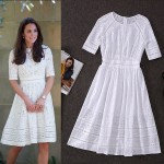 Free Shipping Summer   Elegant Kate Style Hollow Out Embroidered 100% Cotton Dress 150522YY01