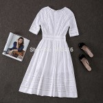 Free Shipping Summer   Elegant Kate Style Hollow Out Embroidered 100% Cotton Dress 150522YY01