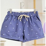 Free shipping 2016 New Summer Shorts With Cats Pattern High Waist Elastic Cotton Short Fresh Floral Women Shorts Feminino A212