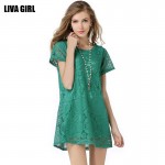 Free shipping 2017 New Fashion Women Dress European American ladies Short Sleeve O-Neck Casual Sexy Lace Dress 5 colors S/M/L/XL