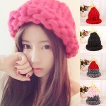 Free shipping 2017 New The Korean Version Fashion Knitting Wool Caps Woman shag line warm winter hats multicolor