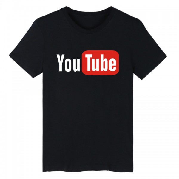 Funny Youtube Logo Black Printed Cotton T-shirt Men with 4XL You Tube Men T Shirt Luxury Brand in Tee Shirt long Tops Couple